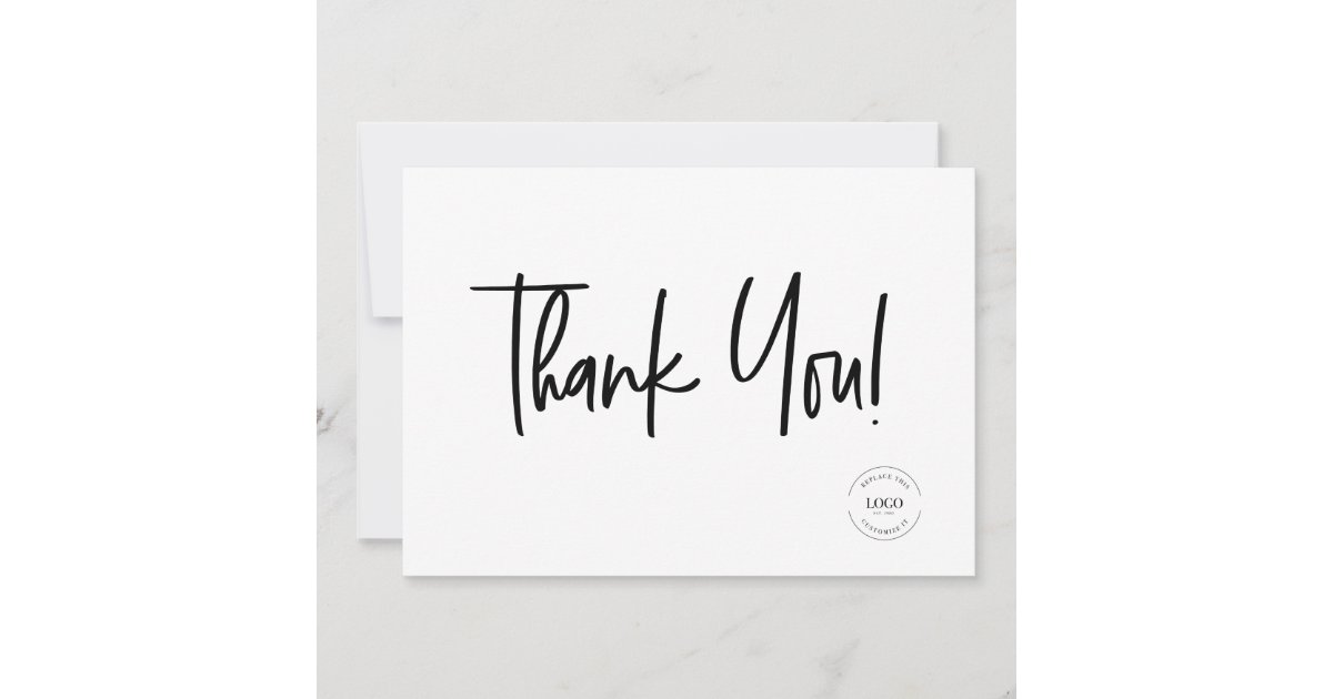 Minimalist Black White Company Logo Social Thank You Card | Zazzle