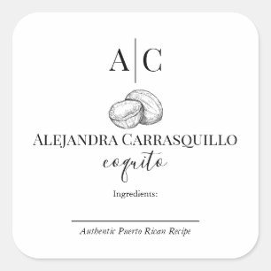Minimalist Black & White Coquito Bottle Label