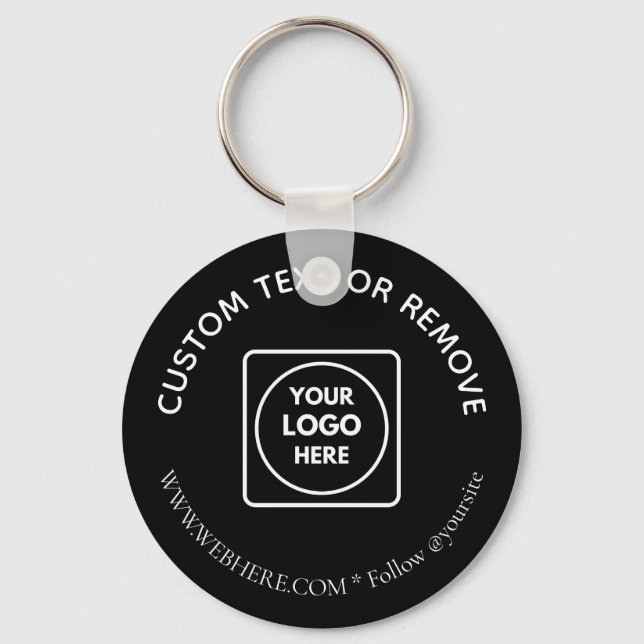 Minimalist Black White Corporate Logo Keychains (Front)