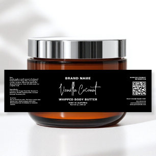 Minimalist Black White Cosmetic Jar Wrapper Water Bottle Label