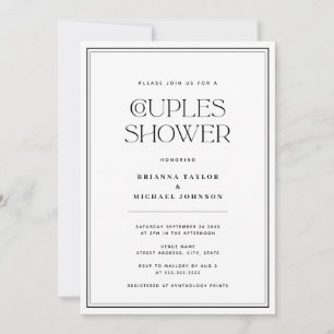Minimalist Black & White Couples Shower Invitation