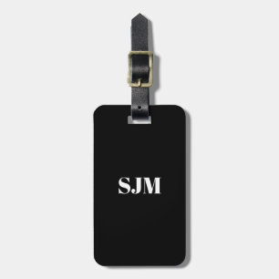 Minimalist black white Custom monogram initials Luggage Tag
