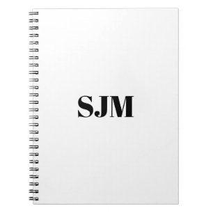Minimalist black white Custom monogram name Notebook