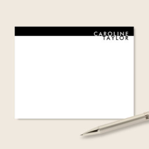 Minimalist Black & White Custom Name Stationery Card