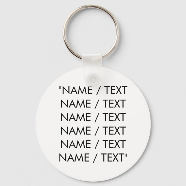 Minimalist black white custom name text monogram key ring (Front)