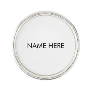 Minimalist black white custom name text monogram lapel pin