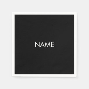 Minimalist black white custom name text monogram napkin