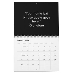 Minimalist black white custom personalised quote calendar