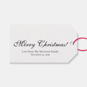 Minimalist black white custom text Christmas Gift Tags