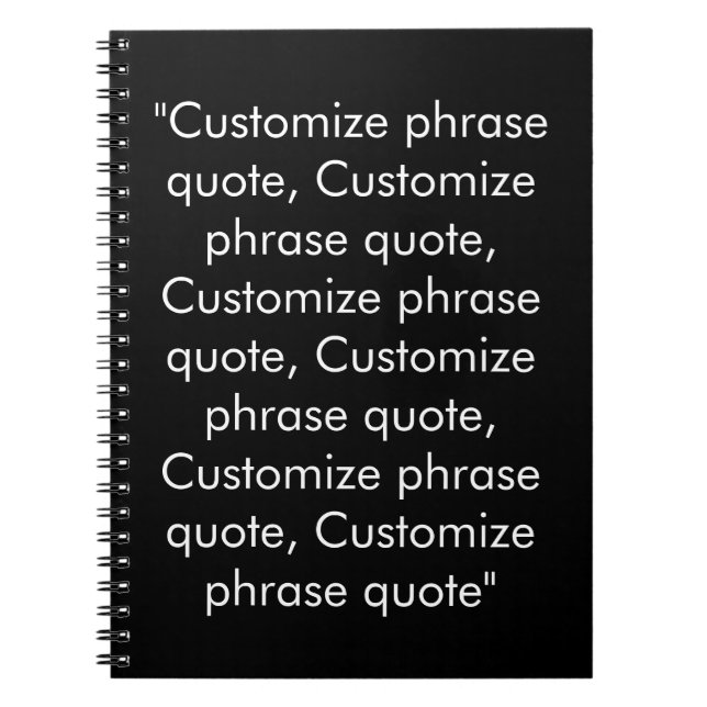 Minimalist black white custom text phrase monogram notebook (Front)