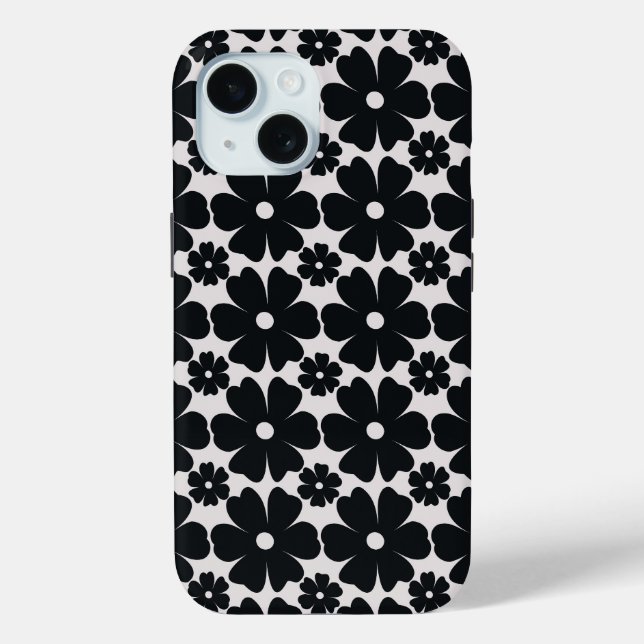 Minimalist black & white daisy pattern Case-Mate iPhone case (Back)