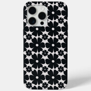 Minimalist black & white daisy pattern iPhone 15 pro max case