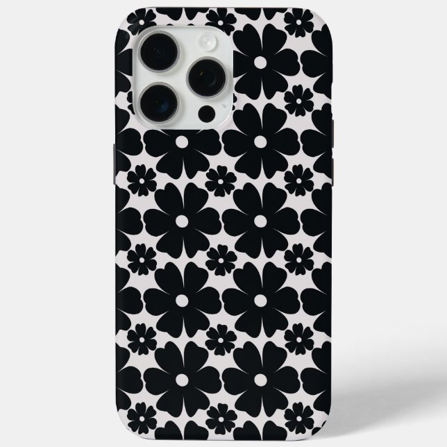 Minimalist black & white daisy pattern Case-Mate iPhone case (Back)