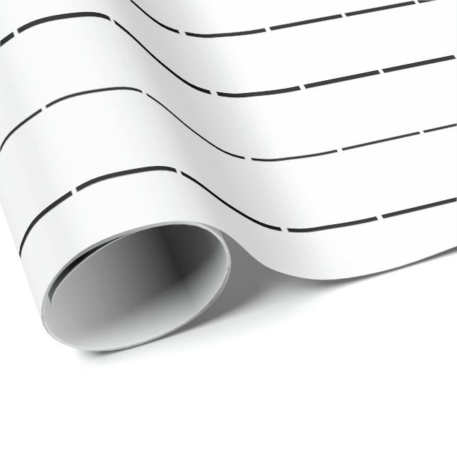 Minimalist black white dash lines stripes modern wrapping paper (Roll Corner)