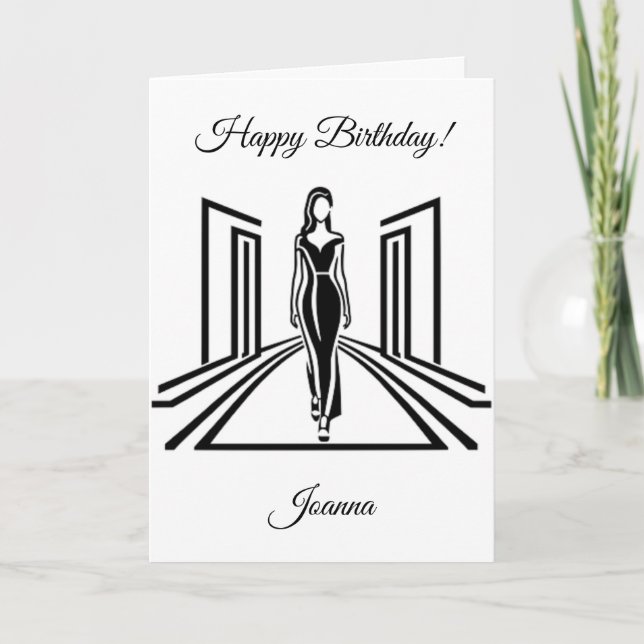 Minimalist Black & White Diva-Happy Birthday Card (Front)