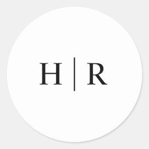 Minimalist Black White Elegant Classic Monogram Classic Round Sticker