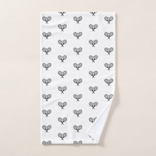 Minimalist Black & White Elegant Tennis Rackets  Hand Towel