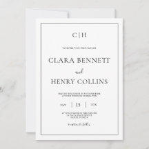 Minimalist Black White Elegant Wedding Invitation