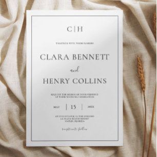 Minimalist Black White Elegant Wedding Invitation