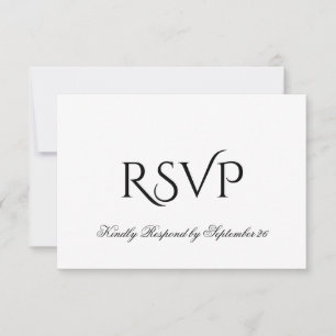 Minimalist Black & White Elegant Wedding RSVP Card