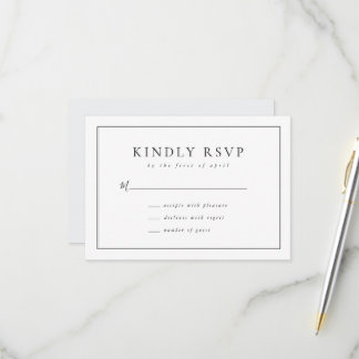Minimalist Black White Elegant Wedding RSVP Card