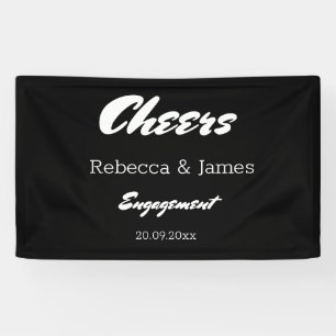 Minimalist Black & White Engagement Party Cheers  Banner