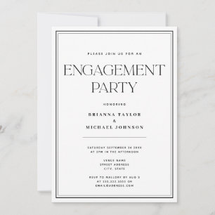 Minimalist Black & White Engagement Party Invitation