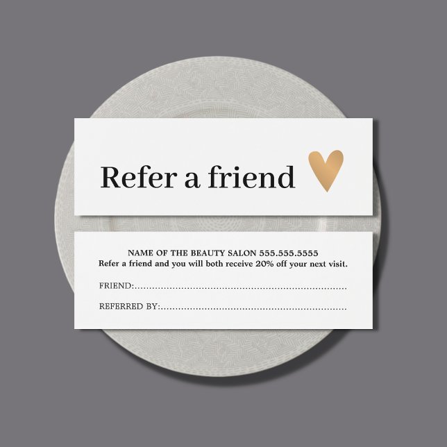 Minimalist Black White Faux Gold Heart Referral (Creator Uploaded)