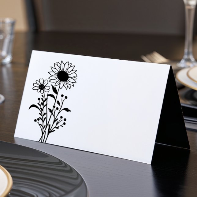 Minimalist Black White Floral Wildflowers Wedding (Creator Uploaded)