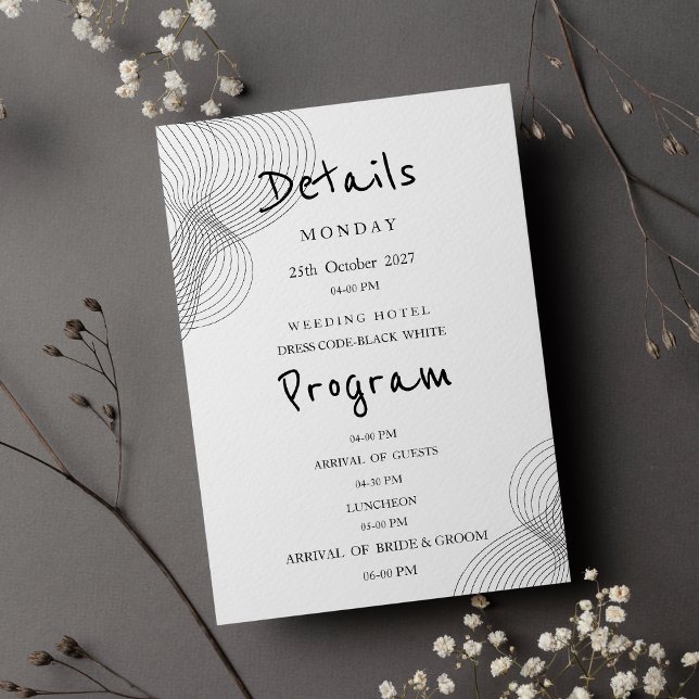 Minimalist black white geometric Details Program Invitation (Minimalist black white geometric Details Program )