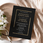 Minimalist black white gold chic elegant wedding invitation<br><div class="desc">Minimalist black white gold chic elegant wedding</div>