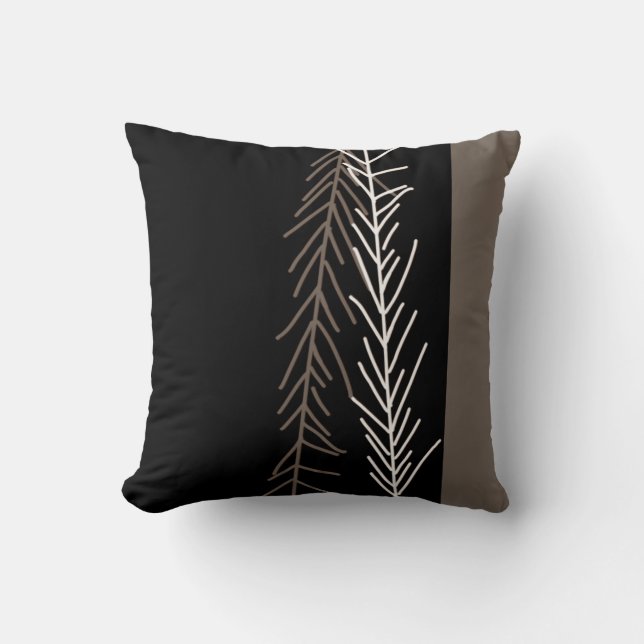 Minimalist black,white grey abstract nature  art cushion (Front)