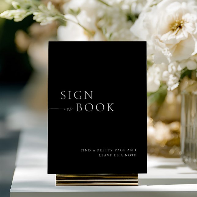 Minimalist Black & White Guest Book Sign Invitation (Minimalist Black & White Guest Book Sign )