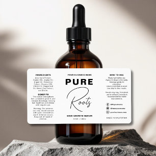 Minimalist Black & White Hair Oil Dropper Bottle