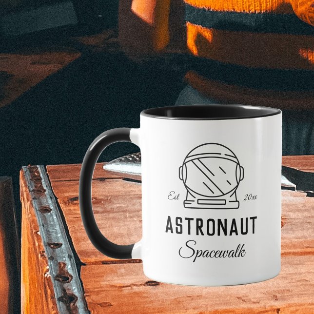 Minimalist Black White Helmet Line Art Mug (Creator Uploaded)