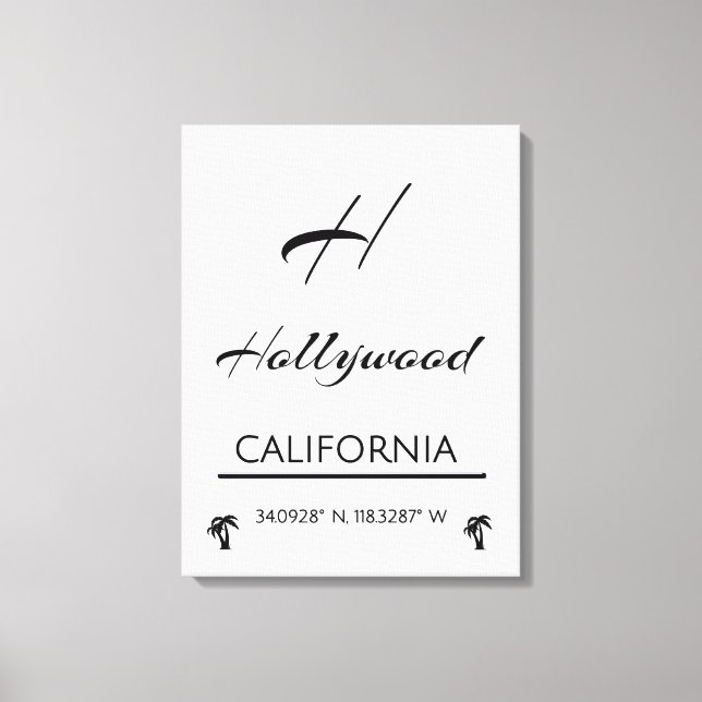 Minimalist Black & White Hollywood  Canvas Print (Front)
