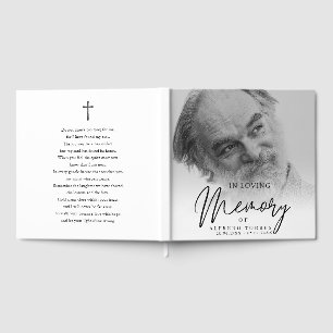 Minimalist Black & White In Loving Memory Funeral Guest Book
