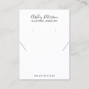 Minimalist black white  jewellery earring display business card