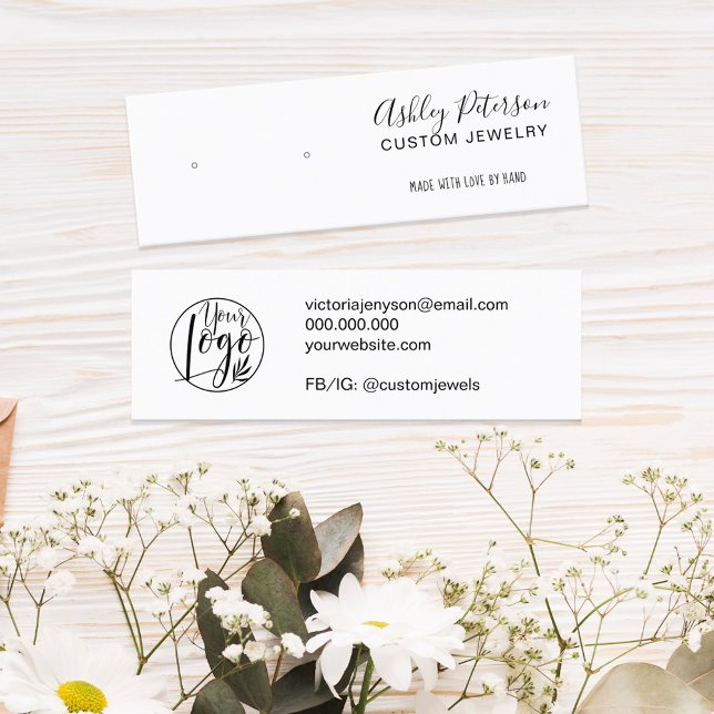 Minimalist black white jewellery earring display mini business card (Creator Uploaded)
