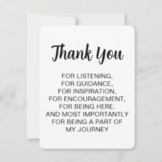 Minimalist Black White Journey Thank You Card