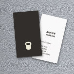 Minimalist Black White Kettlebell Personal Trainer Business Card<br><div class="desc">Minimalist fully customisable business card template. Elegant simple design with black and white colours,  kettle bell icon. 
Perfect for personal trainer.</div>