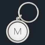 Minimalist Black White Letter Monogram Modern Key Ring<br><div class="desc">Keep a classic style on your accessories with this keychain.</div>