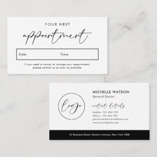 Minimalist Black & White Logo Professional Simple Appointment Card