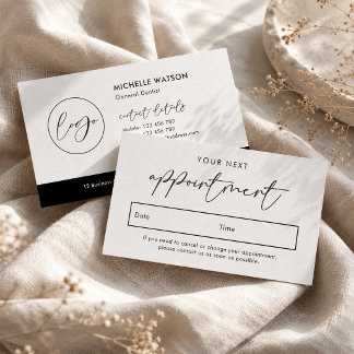 Minimalist Black & White Logo Professional Simple Appointment Card