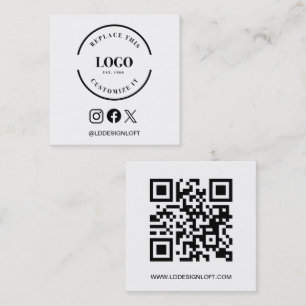 Minimalist Black White Logo Website Social Custom Square Business Card