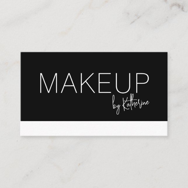 Minimalist Black White Makeup Business Card (Front)