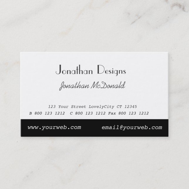 Minimalist Black White Minimal Simple Business Card (Front)