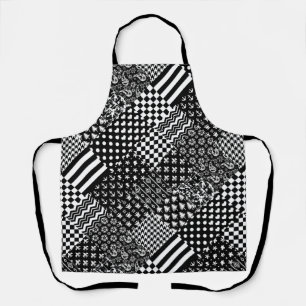 Minimalist Black White Mixed Pattern Style  Apron