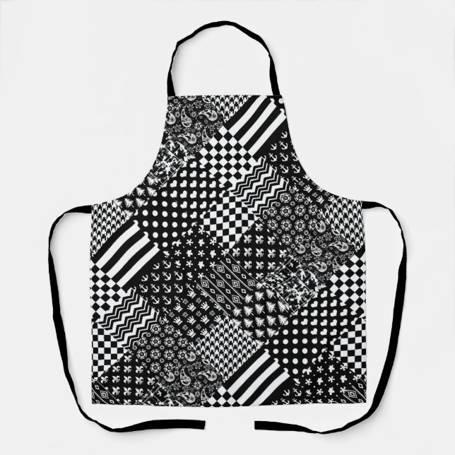 Minimalist Black White Mixed Pattern Style  Apron (Front)