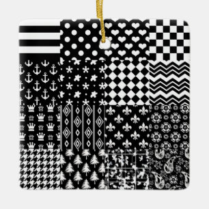 Minimalist Black White Mixed Pattern Style Ceramic Ornament